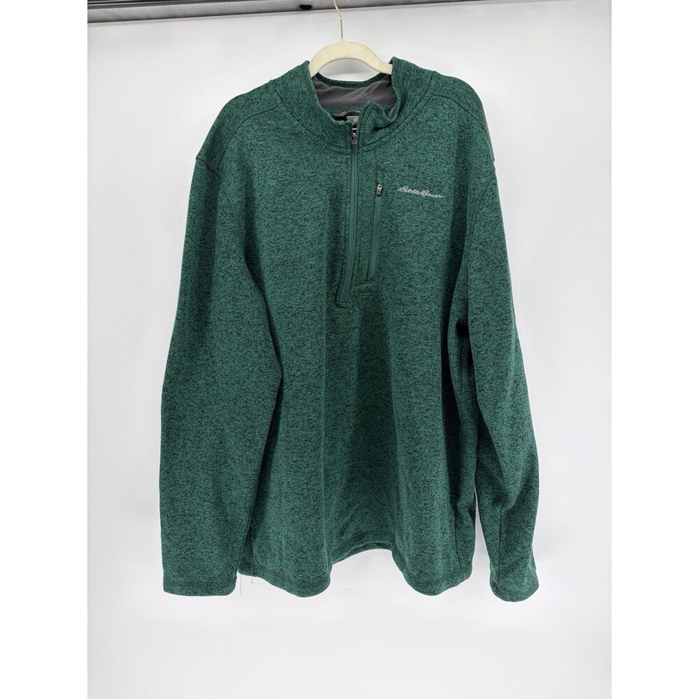 Eddie Bauer Men's Heather Green 1/2 Zip Fleece Sweater Pullover Size 3XLT EUC